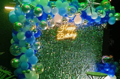 Blue and Silver Birthday Backdrop Decoration Ideas in Ghaziabad