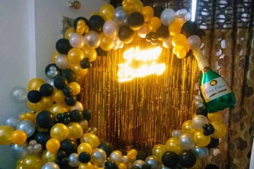 Elegant Black Theme Decor for Groom to Be Birthday Celebration in Ghaziabad